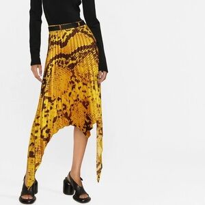 AZ Factory + Thebe Magugu asymmetric snake-print pleated recycled crepe skirt